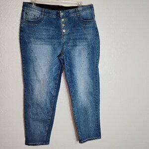 Societie Plus Size 20 Button Fly Stretch Denim Womens Jeans Light Wash